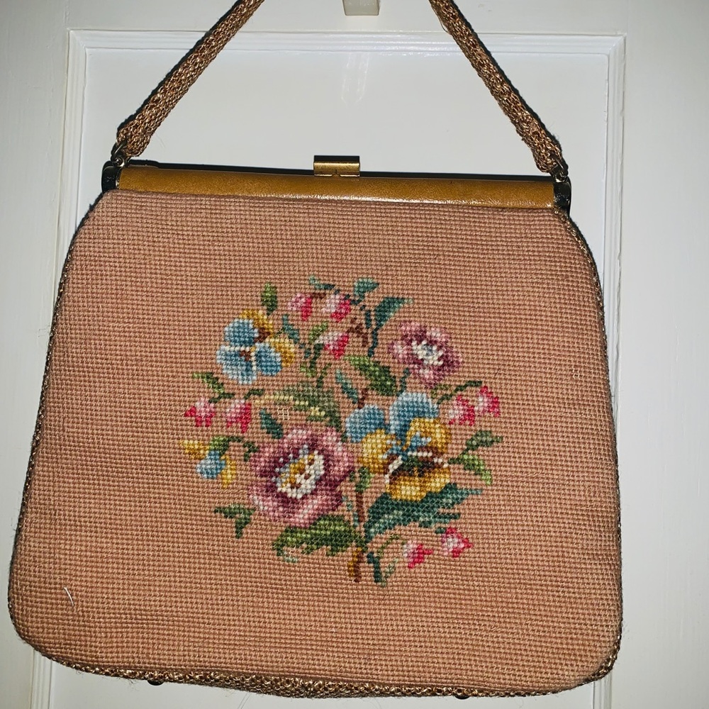 JR Florida vintage needlepoint stitched bag